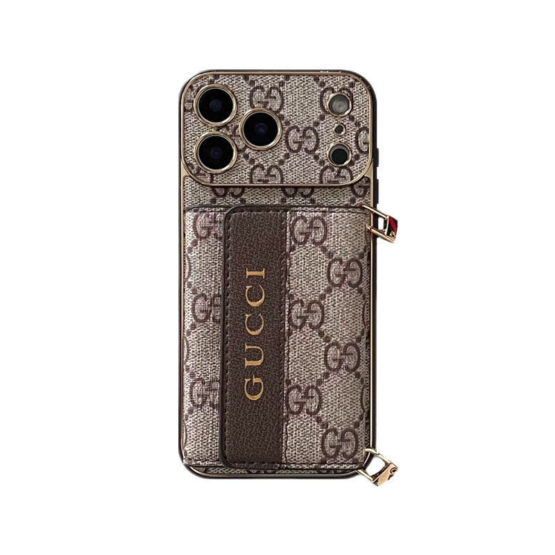 Refined GG iPhone Case With Wallet And Crossbody Strap For iPhone 17 Series-CYGG008