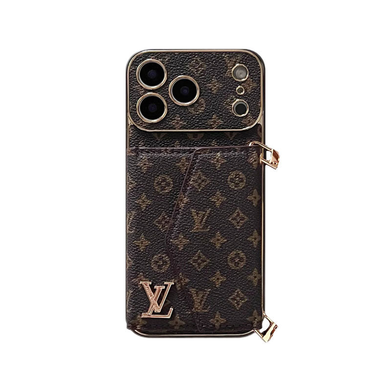 Luxury Monogram iPhone Case With Card Holder And Strap For iPhone 17 Series-CYLV002