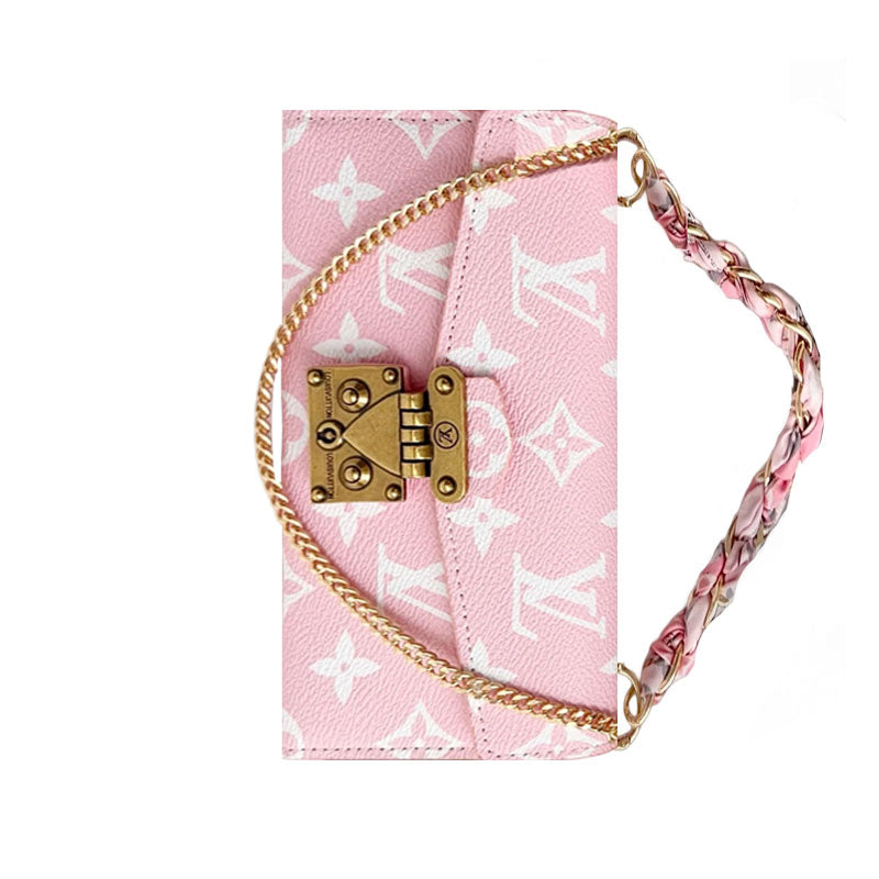 Leather Folio Monogram iPhone Case With Card Holder And Strap-CFMTY21