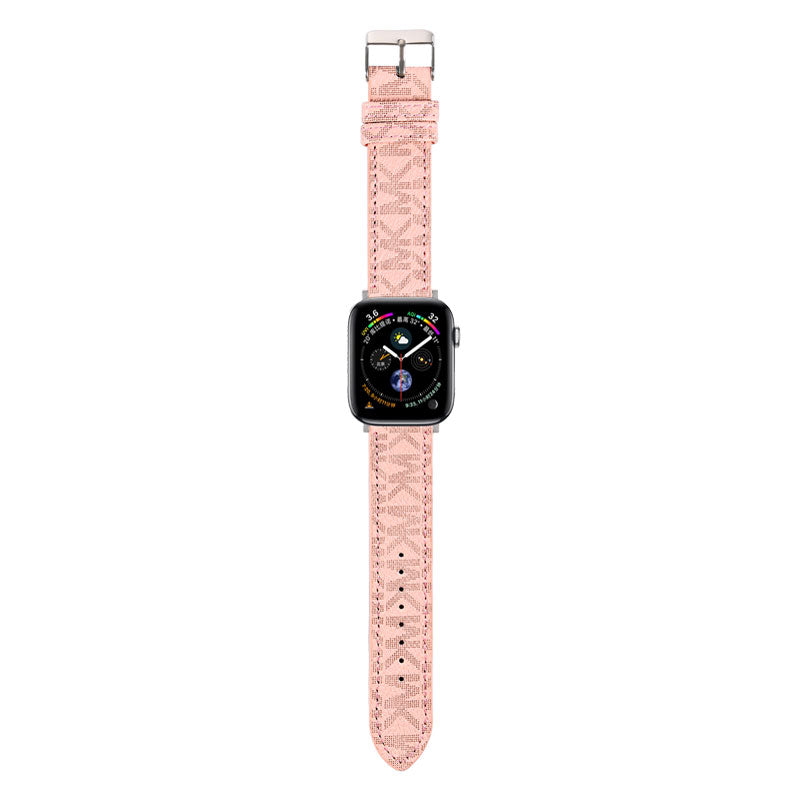 Luxury Leather MK Apple Watch Band White-LBB25405