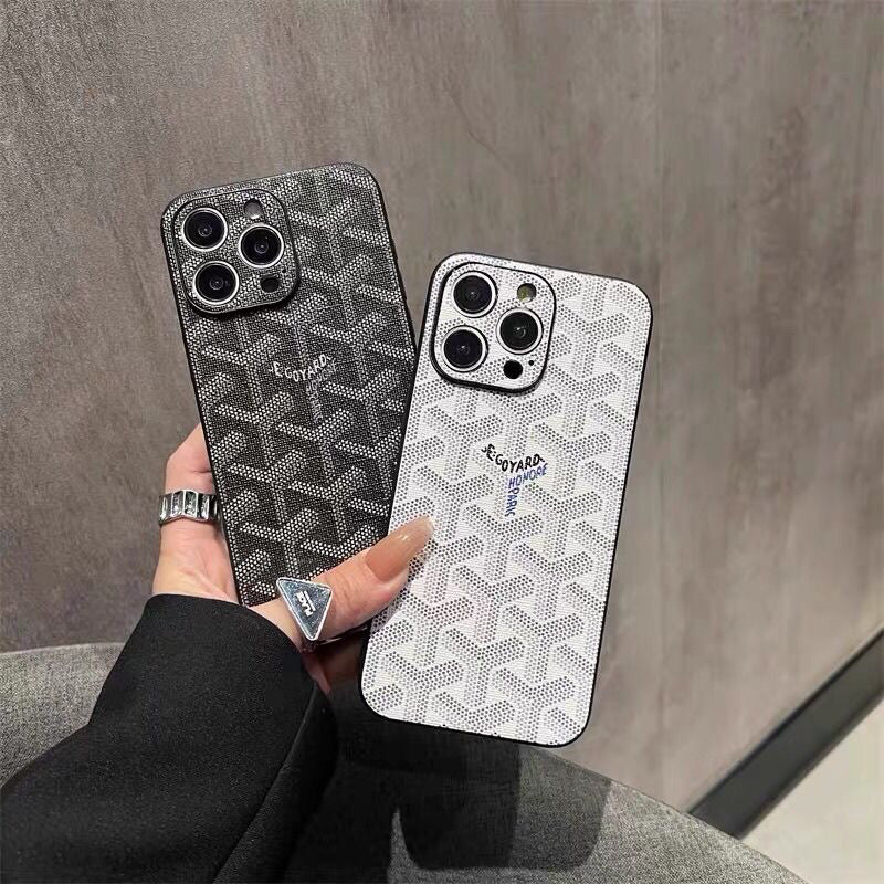 Leather GD iPhone Case With Lens Protection White-SJK240807