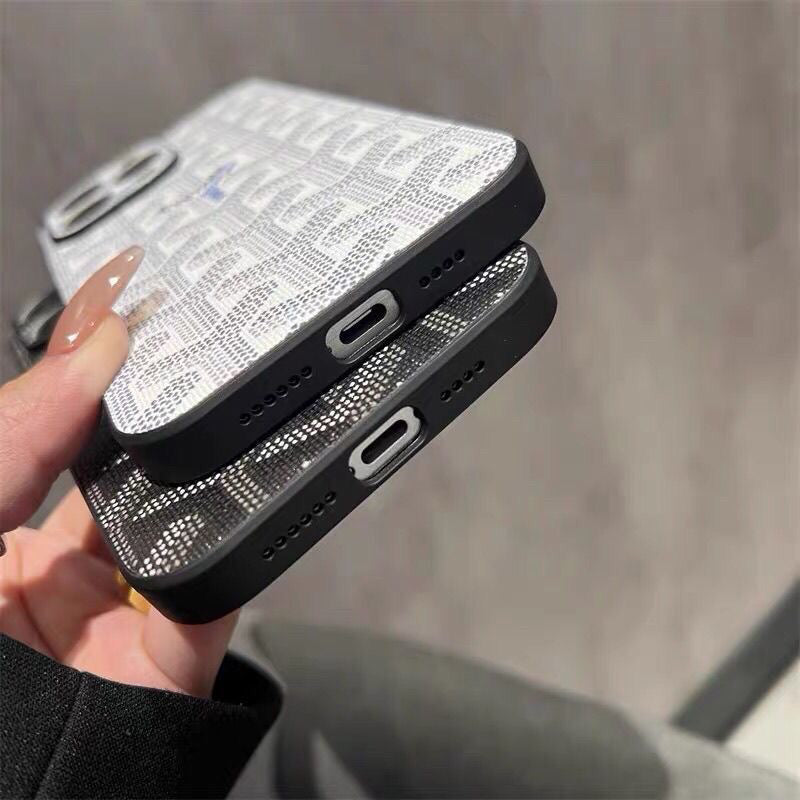 Leather GD iPhone Case With Lens Protection White-SJK240807