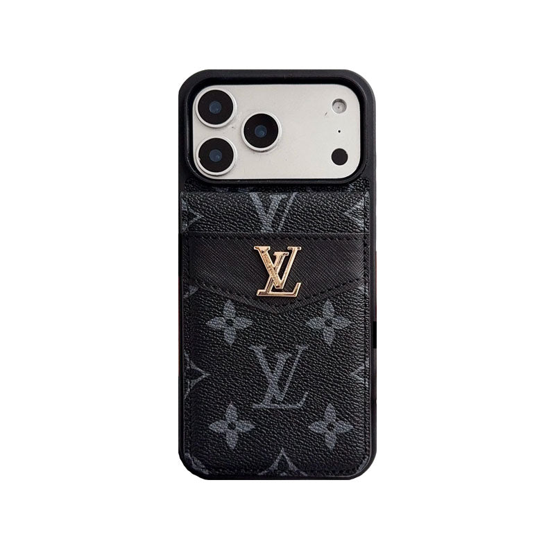 Luxury Leather Monogram iPhone Case With Card Holder -CFK251315