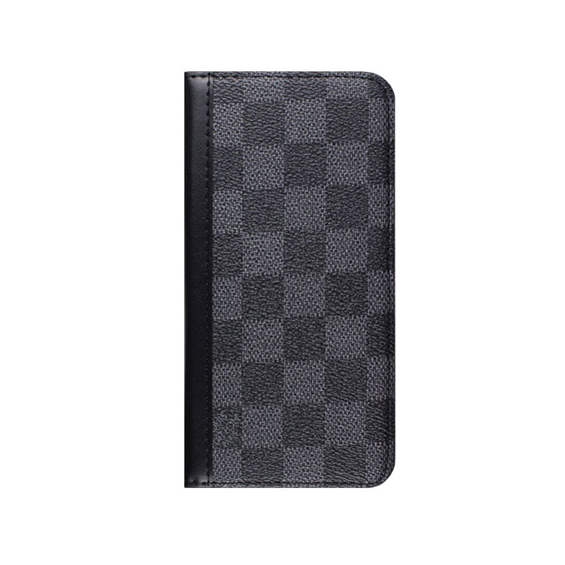 Premium Leather Monogram iPhone Case with Card Slot and Coin Pocket Black Printing-CFHYL2502