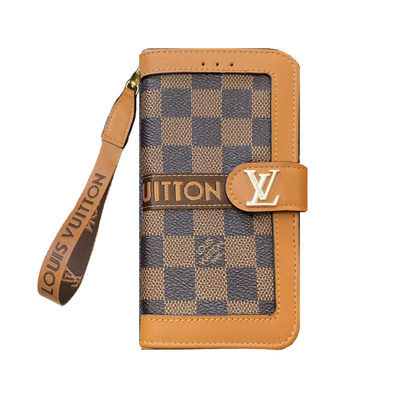Leather Leather Flip Monogram Phone Case With Card Holder And Strap Black Printing -CFLB200911