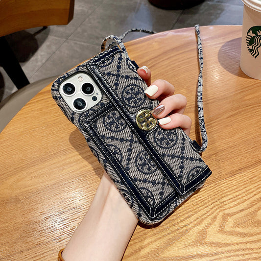 TB iPhone Case With Wallet And Strap Black -SlK240411