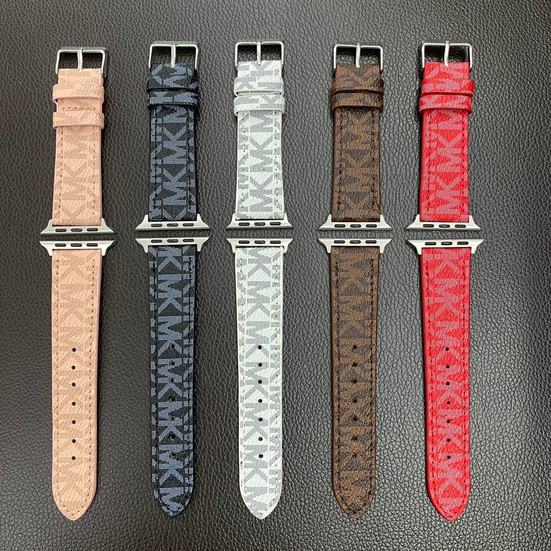 Luxury Leather MK Apple Watch Band Brown-LBB25405