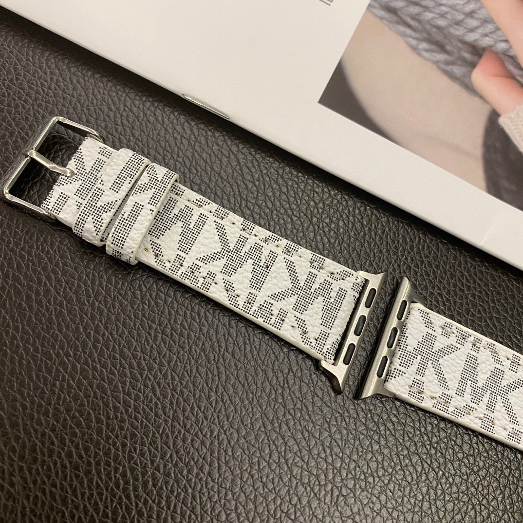 Luxury Leather MK Apple Watch Band White-LBB25405