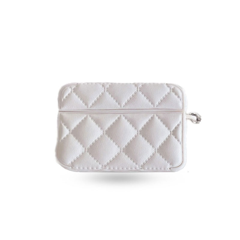Diamond Grid AirPods Pro Case with Leather Lanyard White-LXK240703