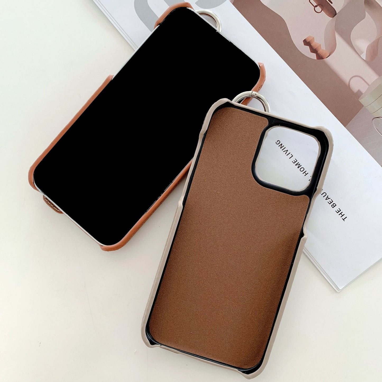 Leather Phone Case For iPhone with Card Holder Black-LZW121102