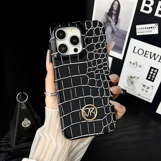 Alligator Print MK iPhone Case Black-EYW251836