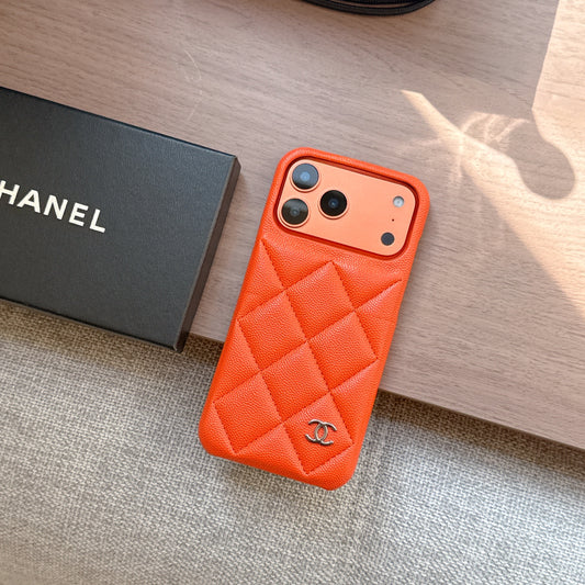 Premium Leather CC iPhone Case Orange For iPhone 17 Series-CYCC043