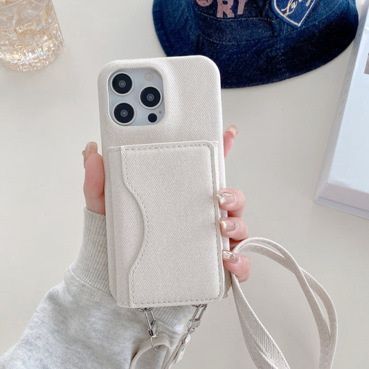 Denim iPhone Case With Wallet And Strap