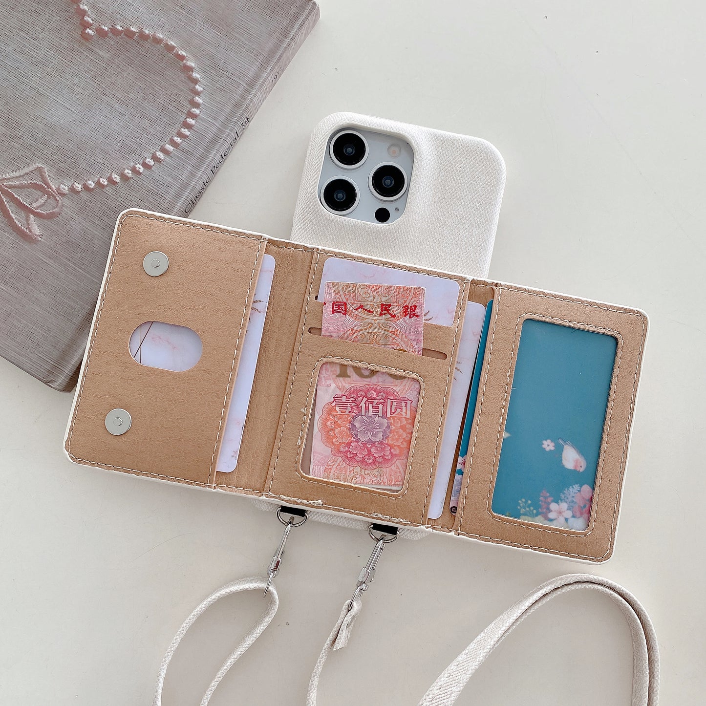 Denim iPhone Case With Wallet And Strap