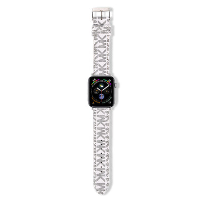 Luxury Leather MK Apple Watch Band White-LBB25405