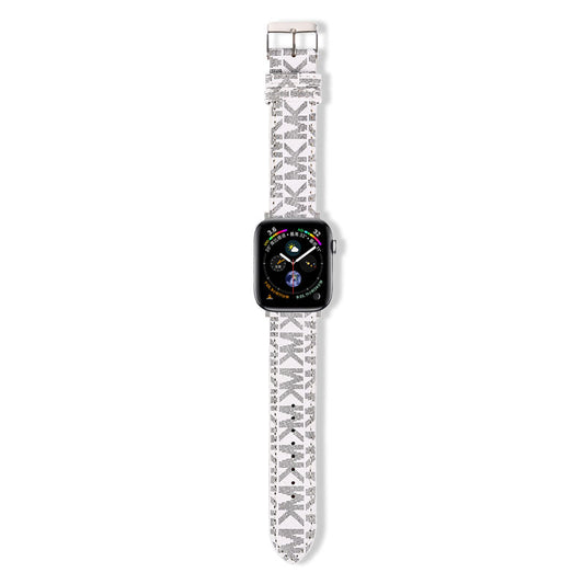 Luxury Leather MK Apple Watch Band White-LBB25405