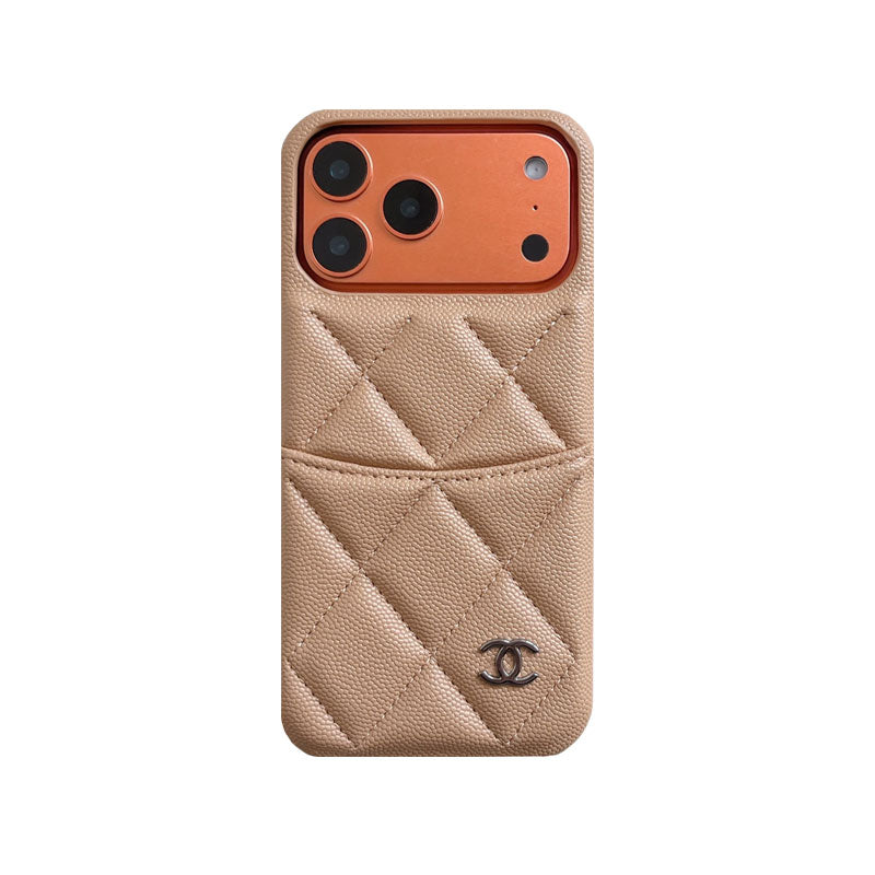 Classic Leather CC iPhone Case With Card Holder Brown For iPhone 17 Series-CYCC044