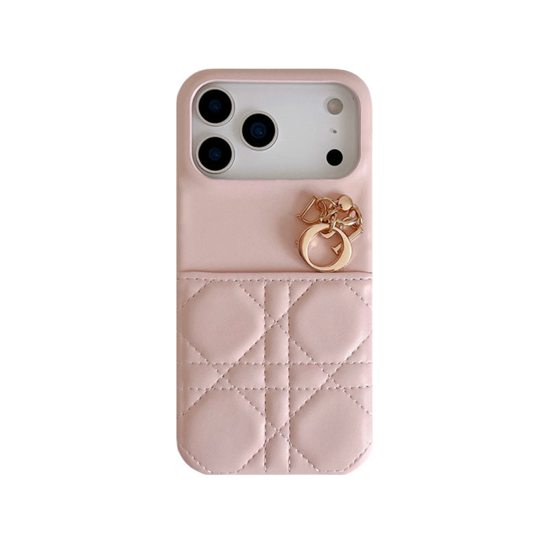 Elegant Leather CD iPhone Case With Card Holder Pink For iPhone 17 Series-CYCD018