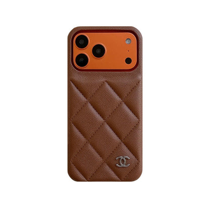 Premium Leather CC iPhone Case Orange For iPhone 17 Series-CYCC035