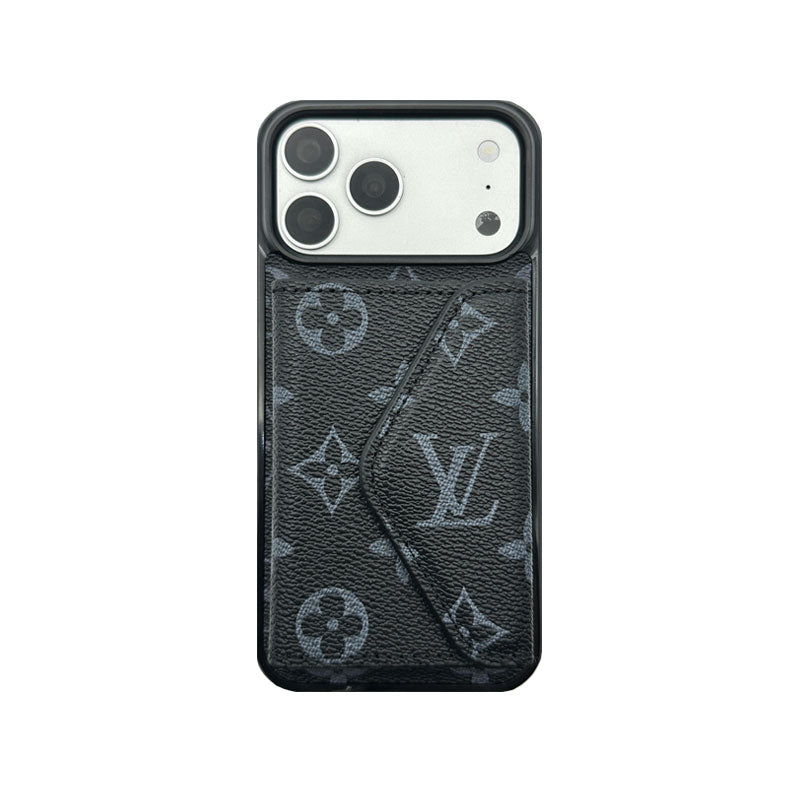 Classic Leather Monogram iPhone Case With Wallet Big Printing For iPhone 17 Series-CYLV077