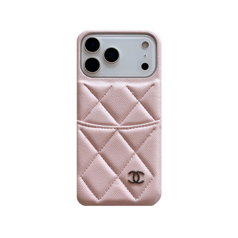 Luxury Leather CC iPhone Case With Card Holder White For iPhone 17 Series-CYCC056