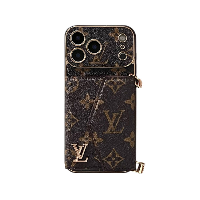 Luxury Monogram iPhone Case With Card Holder And Strap For iPhone 17 Series-CYLV002