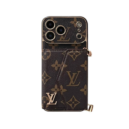 Luxury Monogram iPhone Case With Card Holder And Strap For iPhone 17 Series-CYLV002