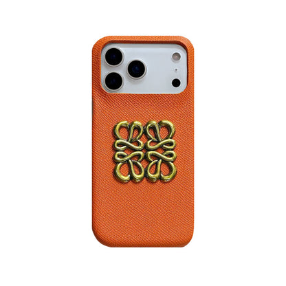 Classic Leather LE iPhone Case Orange For iPhone 17 Series-CYLE025