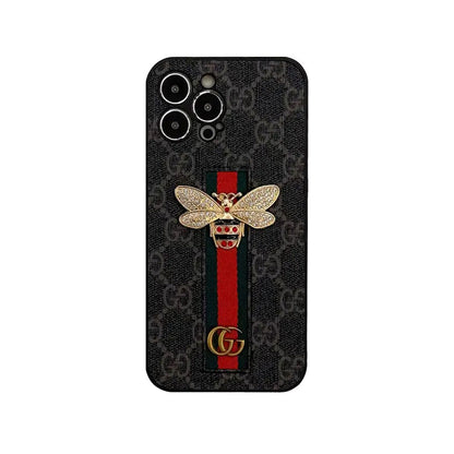 Leather GG iPhone Case With Bee-CRK252050