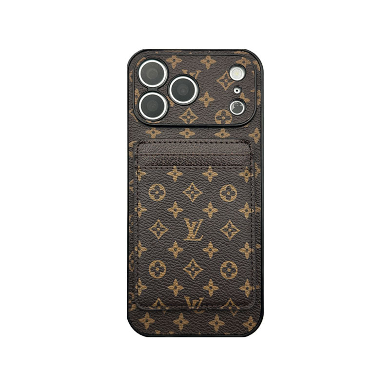 Elegant Monogram iPhone Case With Magnetic Card Holder Big Printing For iPhone 17 Series-CYLV078