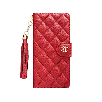 Luxury CC iPhone Case With Flip Wallet Black For iPhone 17 Series-CYCC010