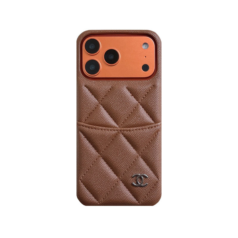 Classic Leather CC iPhone Case With Card Holder Brown For iPhone 17 Series-CYCC034