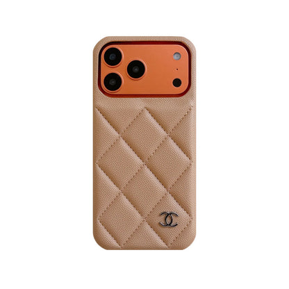 Premium Leather CC iPhone Case Orange For iPhone 17 Series-CYCC035