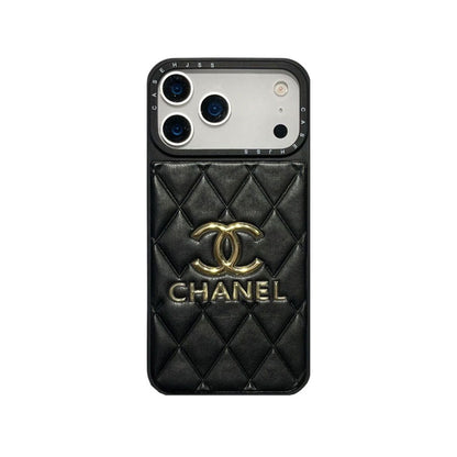 Luxury Leather CC iPhone Case For iPhone 17 Series Black-YHJ251809