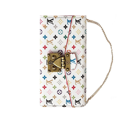 Premium Leather Folio Monogram iPhone Case With Wallet And Strap-CFMTY11