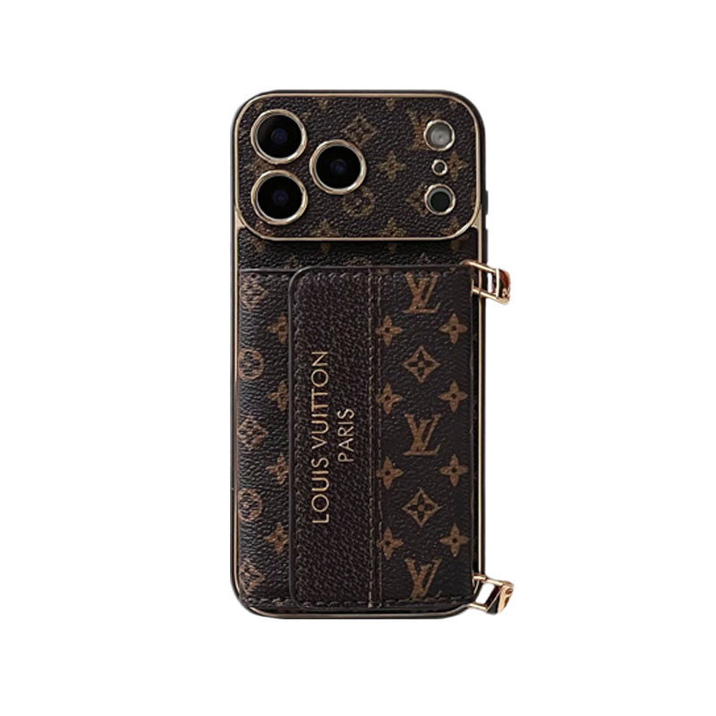 Classic Monogram iPhone Case With Card Holder And Strap For iPhone 17 Series-CYLV009
