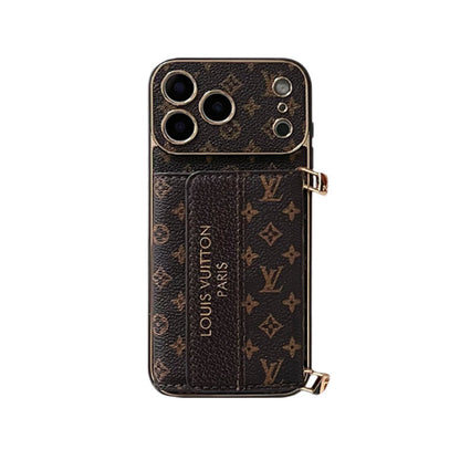 Classic Monogram iPhone Case With Card Holder And Strap For iPhone 17 Series-CYLV009