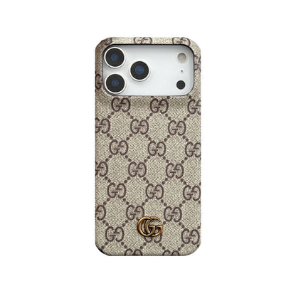 Classic Leather GG iPhone Case For iPhone 17 Series Brown-CJK251705