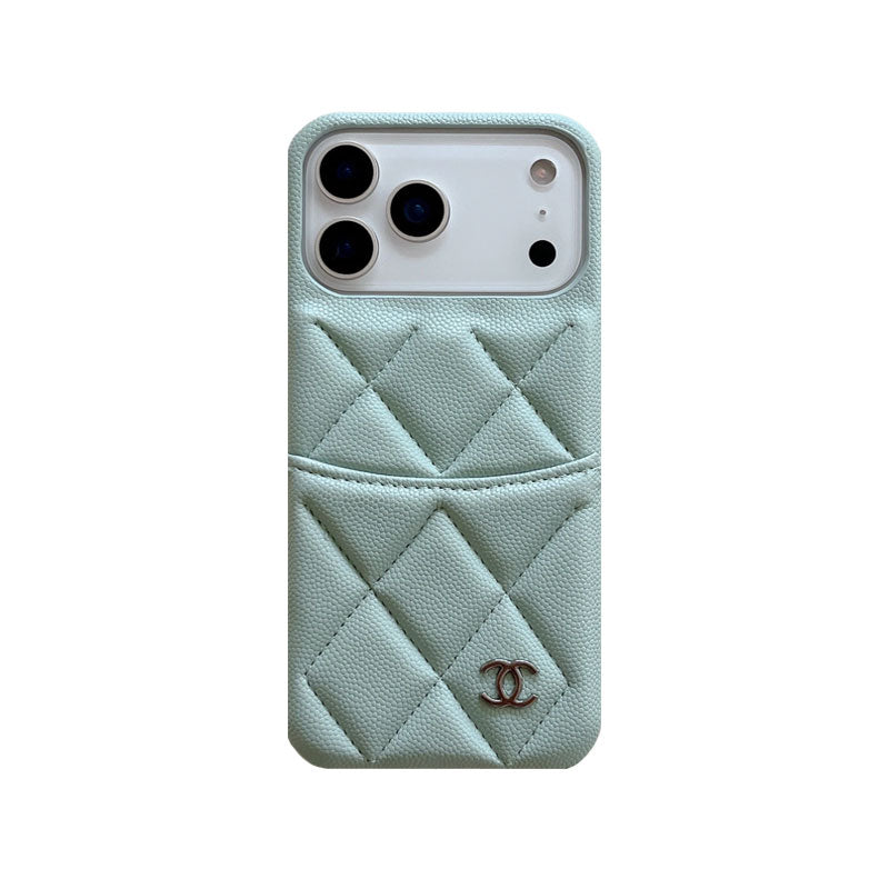 Luxury Leather CC iPhone Case With Card Holder White For iPhone 17 Series-CYCC056