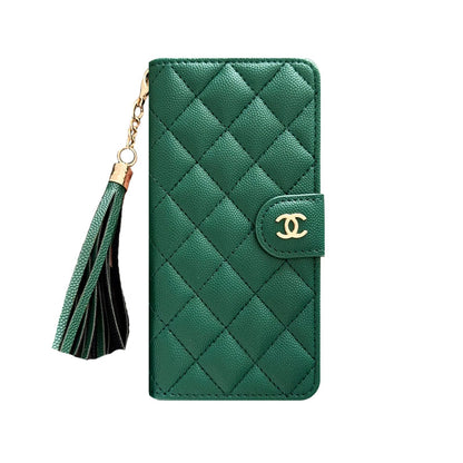 Luxury CC iPhone Case With Flip Wallet Black For iPhone 17 Series-CYCC010