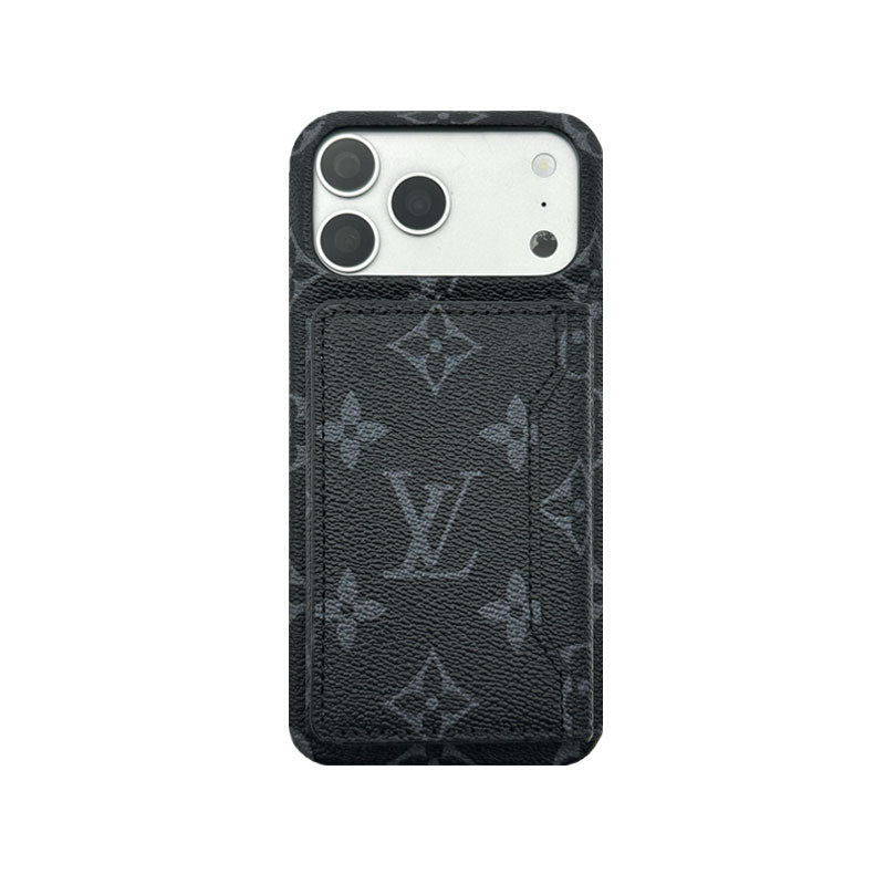 Premium Leather Monogram iPhone Case With Magnetic Wallet Big Printing For iPhone 17 Series-CYLV071