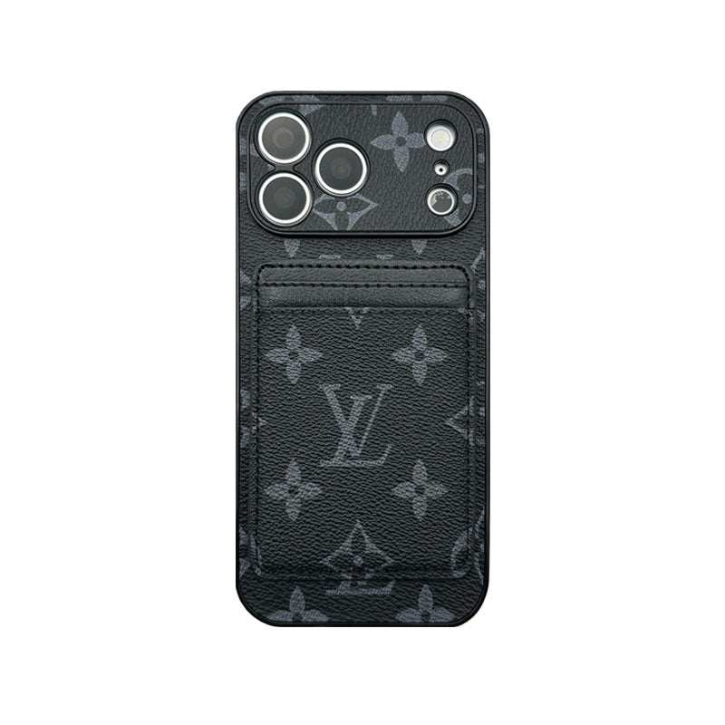 Elegant Monogram iPhone Case With Magnetic Card Holder Big Printing For iPhone 17 Series-CYLV078