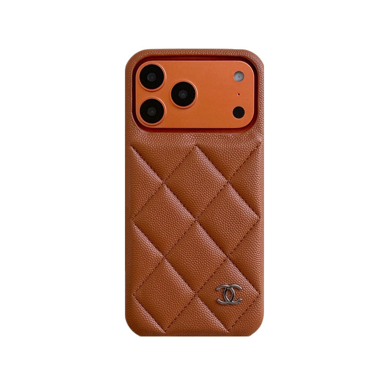 Premium Leather CC iPhone Case Orange For iPhone 17 Series-CYCC035