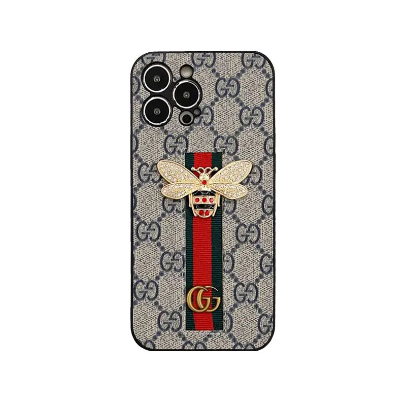 Leather GG iPhone Case With Bee-CRK252050