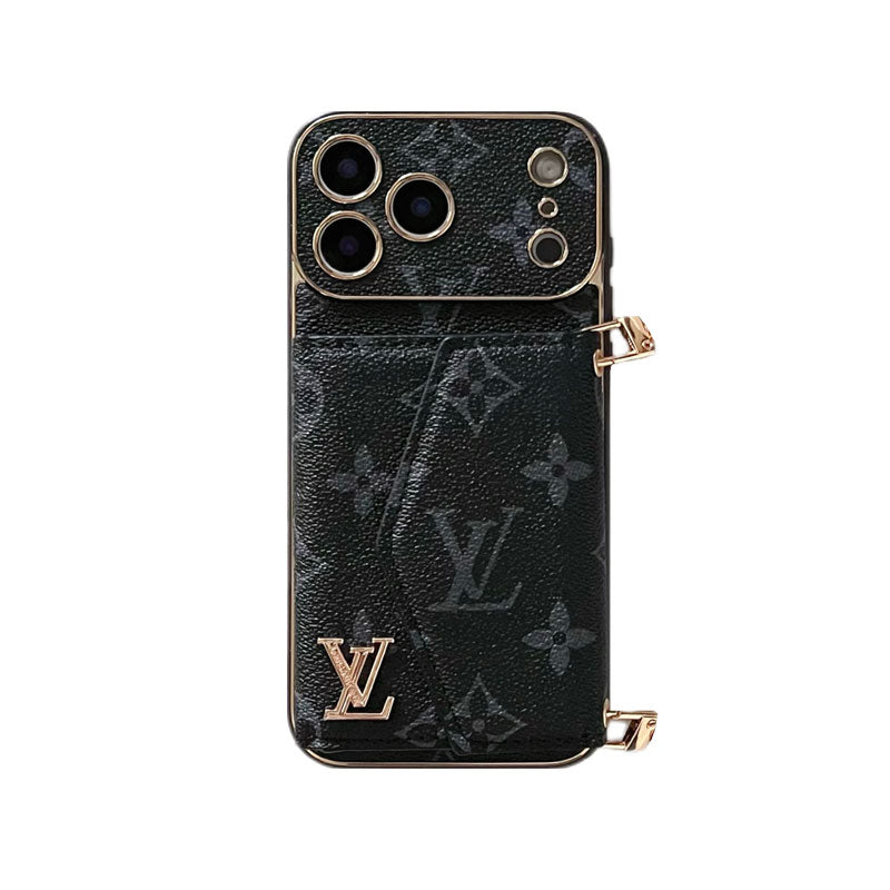 Luxury Monogram iPhone Case With Card Holder And Strap For iPhone 17 Series-CYLV002