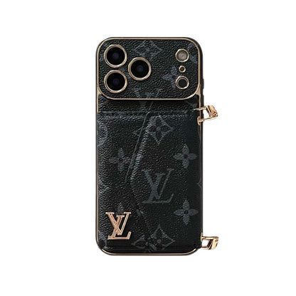 Luxury Monogram iPhone Case With Card Holder And Strap For iPhone 17 Series-CYLV002
