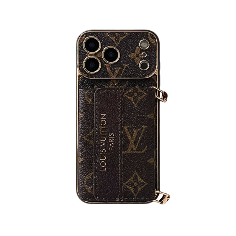 Classic Monogram iPhone Case With Card Holder And Strap For iPhone 17 Series-CYLV009
