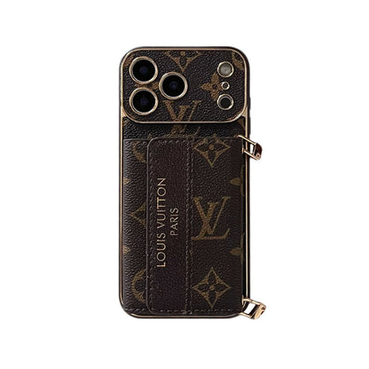 Classic Monogram iPhone Case With Card Holder And Strap For iPhone 17 Series-CYLV009