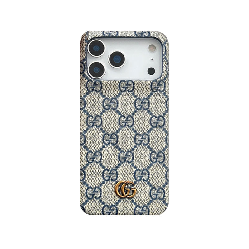 Classic Leather GG iPhone Case For iPhone 17 Series Blue-CJK251705