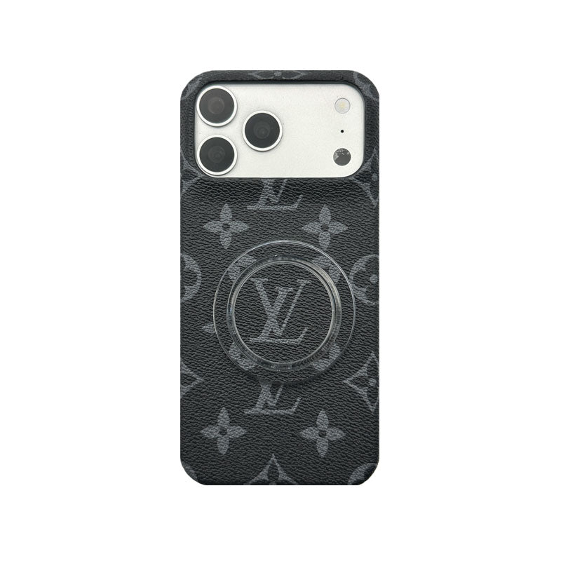 Classic Leather Monogram iPhone Case With Magnetic Stand Big Printing For iPhone 17 Series-CYLV062